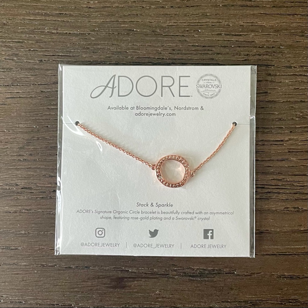 Nwt Adore’s Signature Organic Circle Rose Gold Swarovski Crystal Bracelet